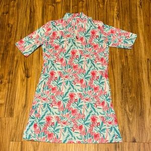 Tail Womens XL 14 dress Zaya UPF 50 Half Sleeve 1/4 zip white pink blue flamingo
